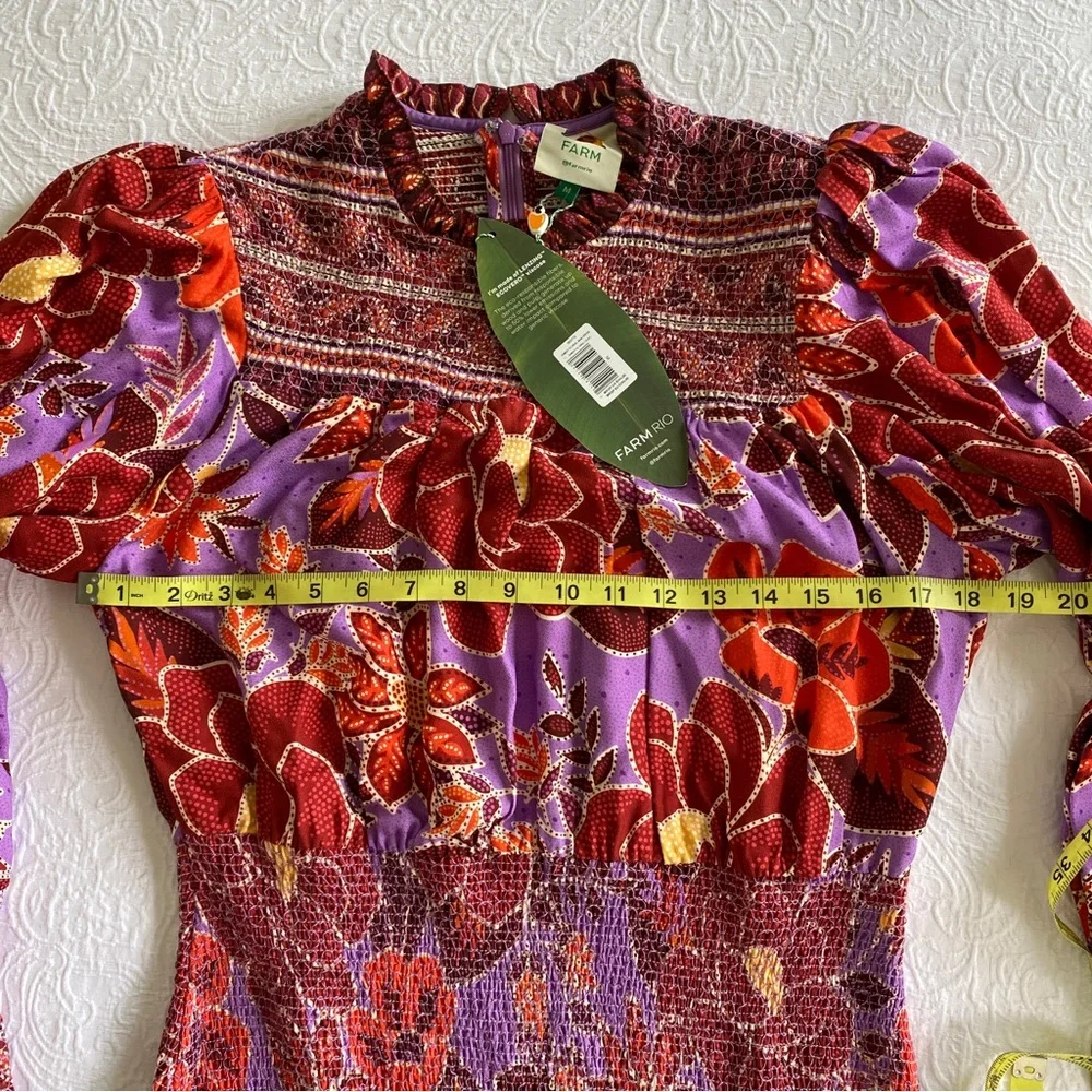 🥭 FARM RIO Sweet Floral Long Sleeve Minidress - Picture 5 of 17